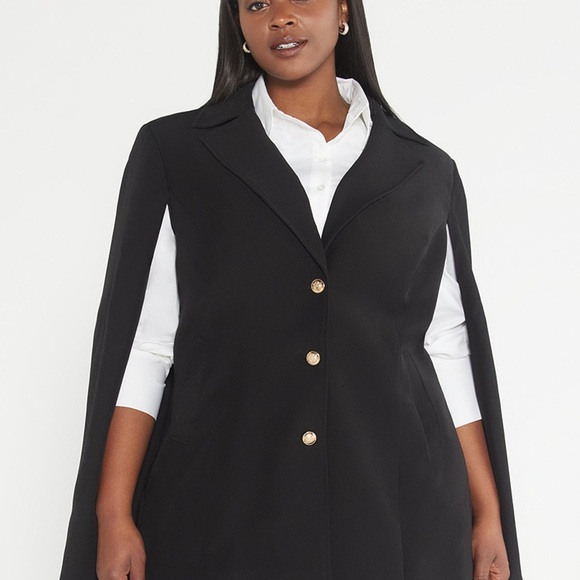 Fashion to Figure Jackets & Blazers - Fashion to Figure Elegant Black Cape Blazer size 2 (18/20)